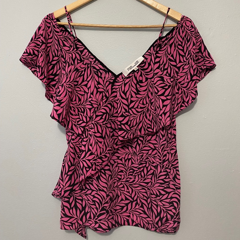 Diane Von Furstenberg off shoulder silk blouse